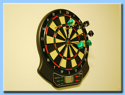 The dart board in the games room.