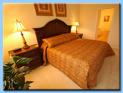 The large Queen sized bed in the master bedroom in the Villa.