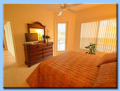 The flat screen T.V. in the villa�s master bedroom.
