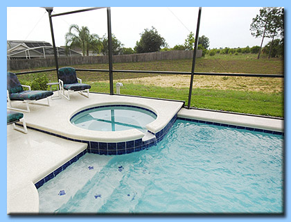 The spa and pool steps.